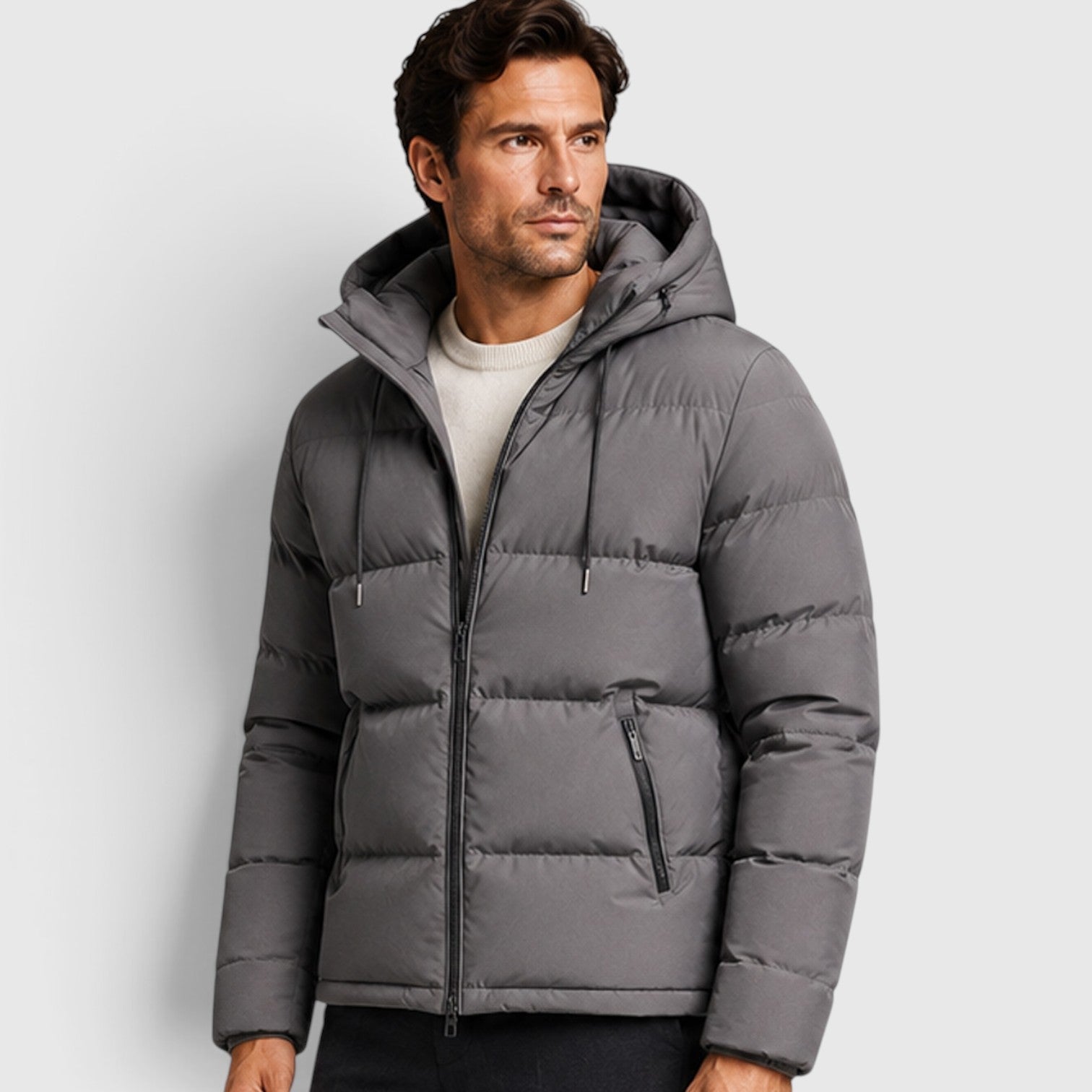 Men's essential hooded puffer jacket, view 11