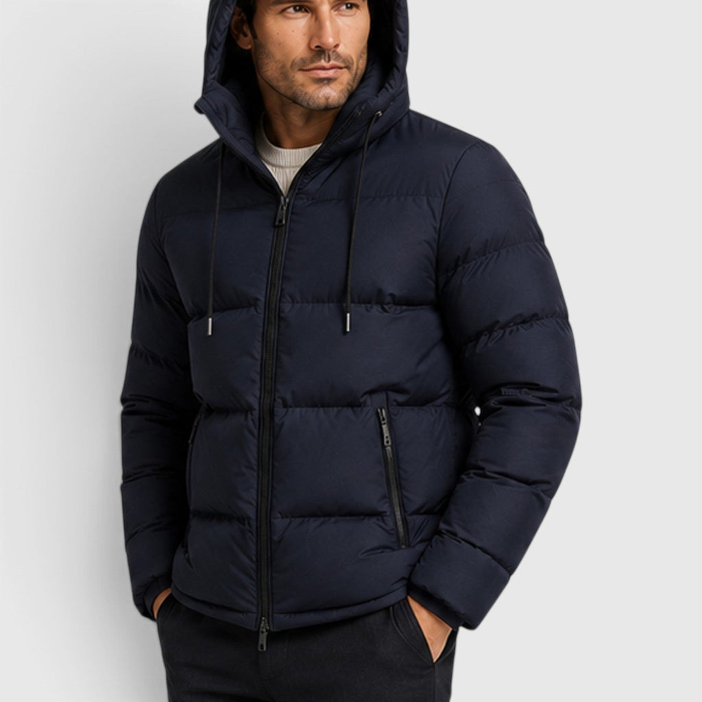 Men's essential hooded puffer jacket, view 6