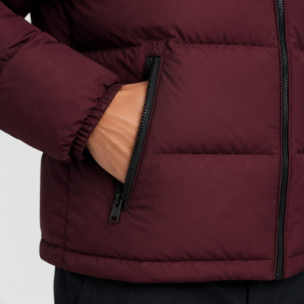 Men's essential hooded puffer jacket, detail