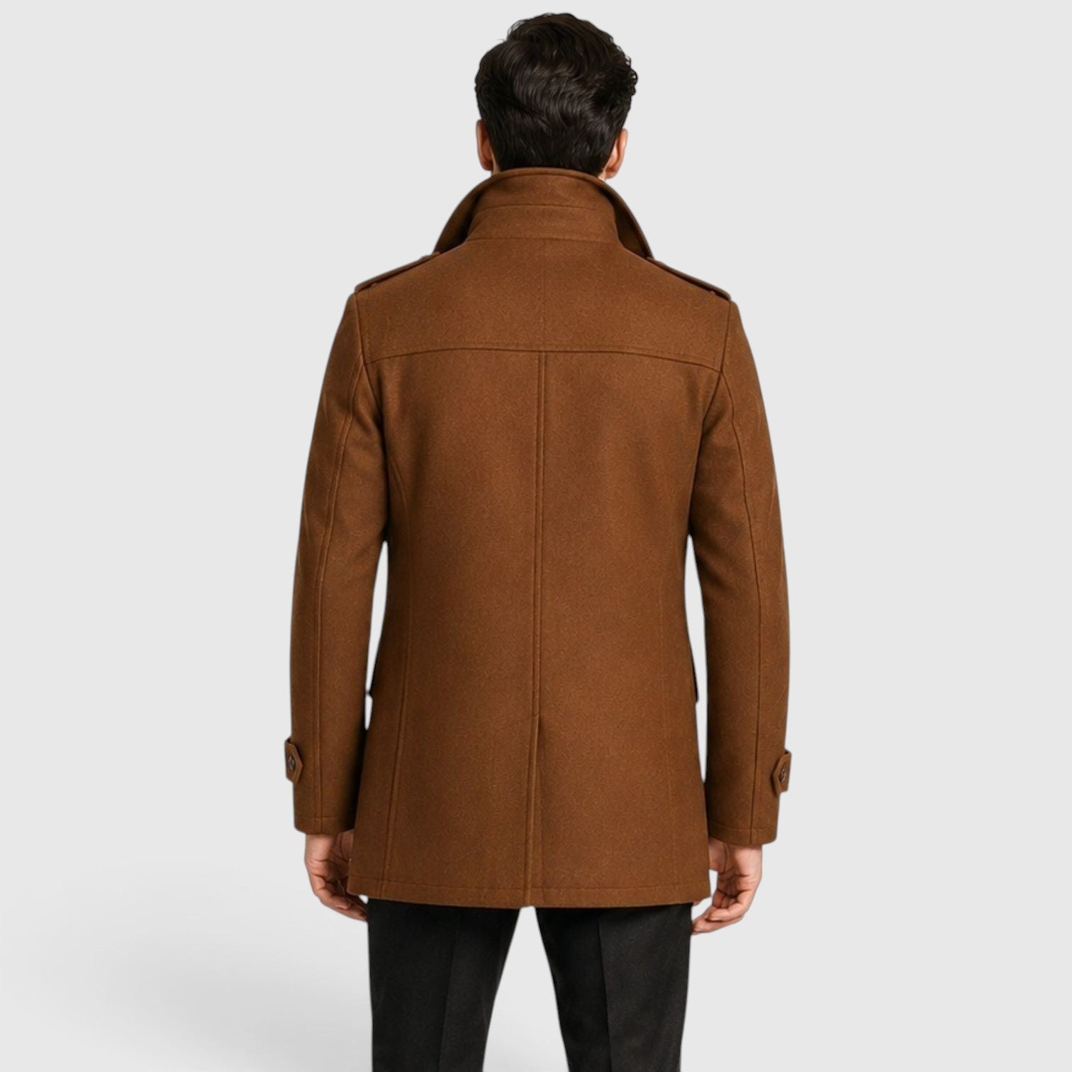 Men's quilted lined wool blend overcoat, view 6