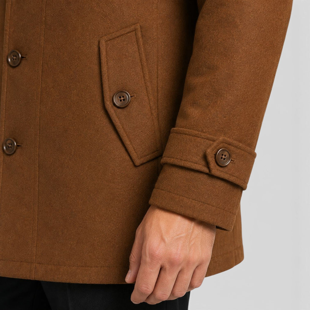 Men's quilted lined wool blend overcoat, view 7