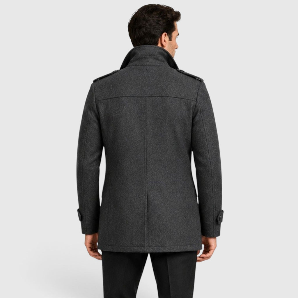 Men's quilted lined wool blend overcoat, view 10