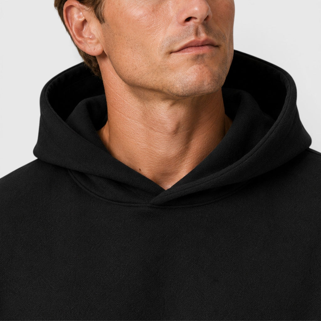 Men's cotton pullover hoodie, detail