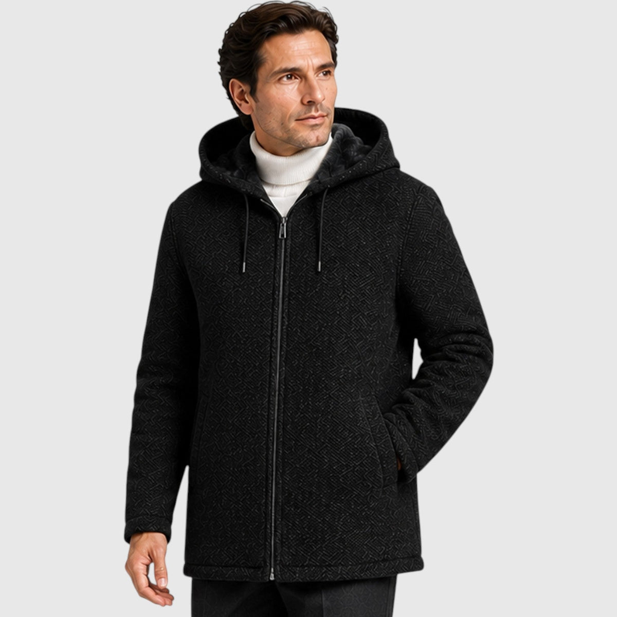 Men's fleece lined hooded zip cardigan