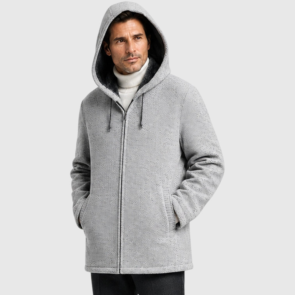 Men's fleece lined hooded zip cardigan, view 12