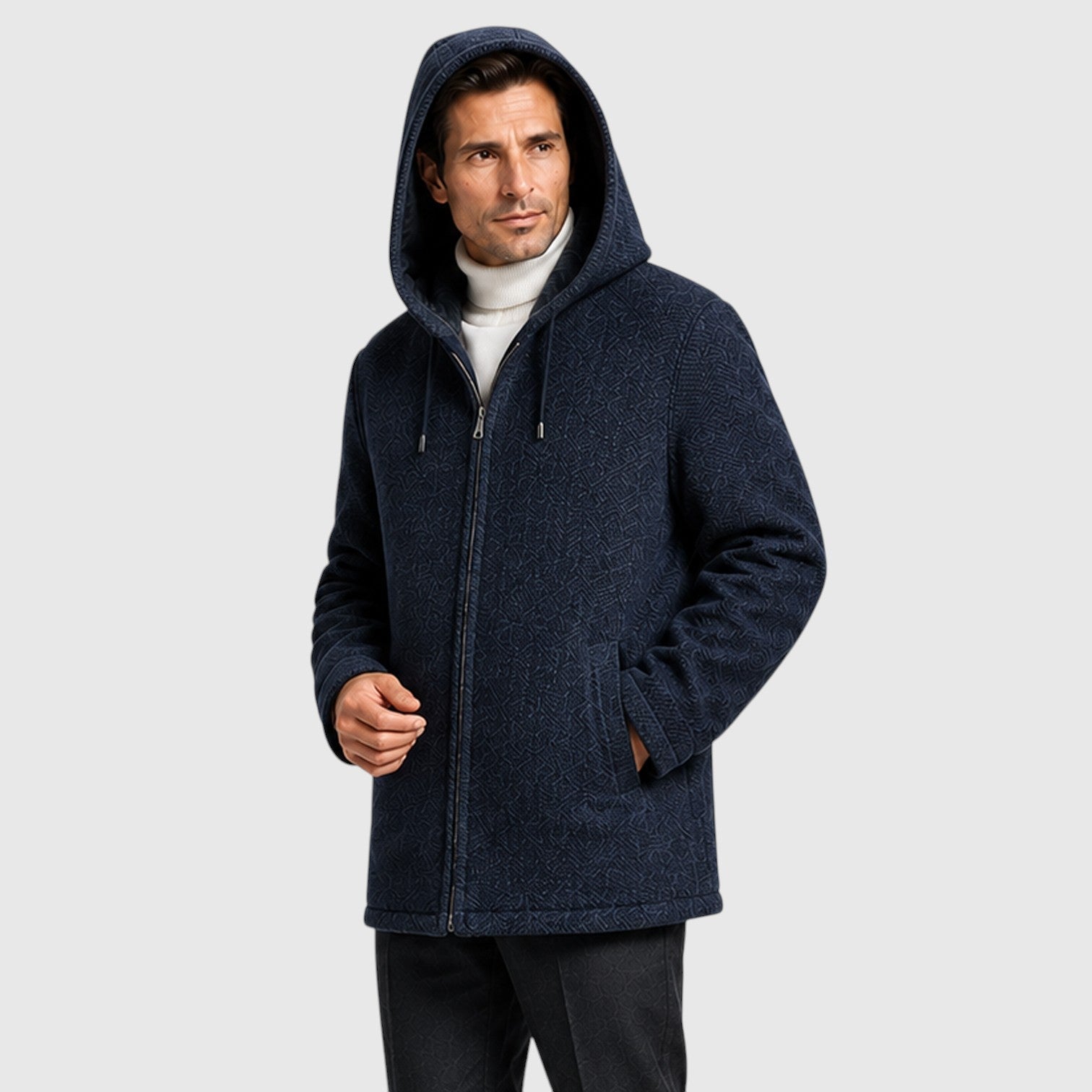 Men's fleece lined hooded zip cardigan, view 6