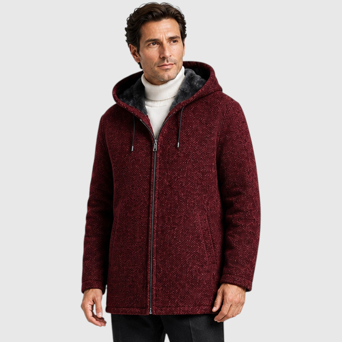 Men's fleece lined hooded zip cardigan, view 7