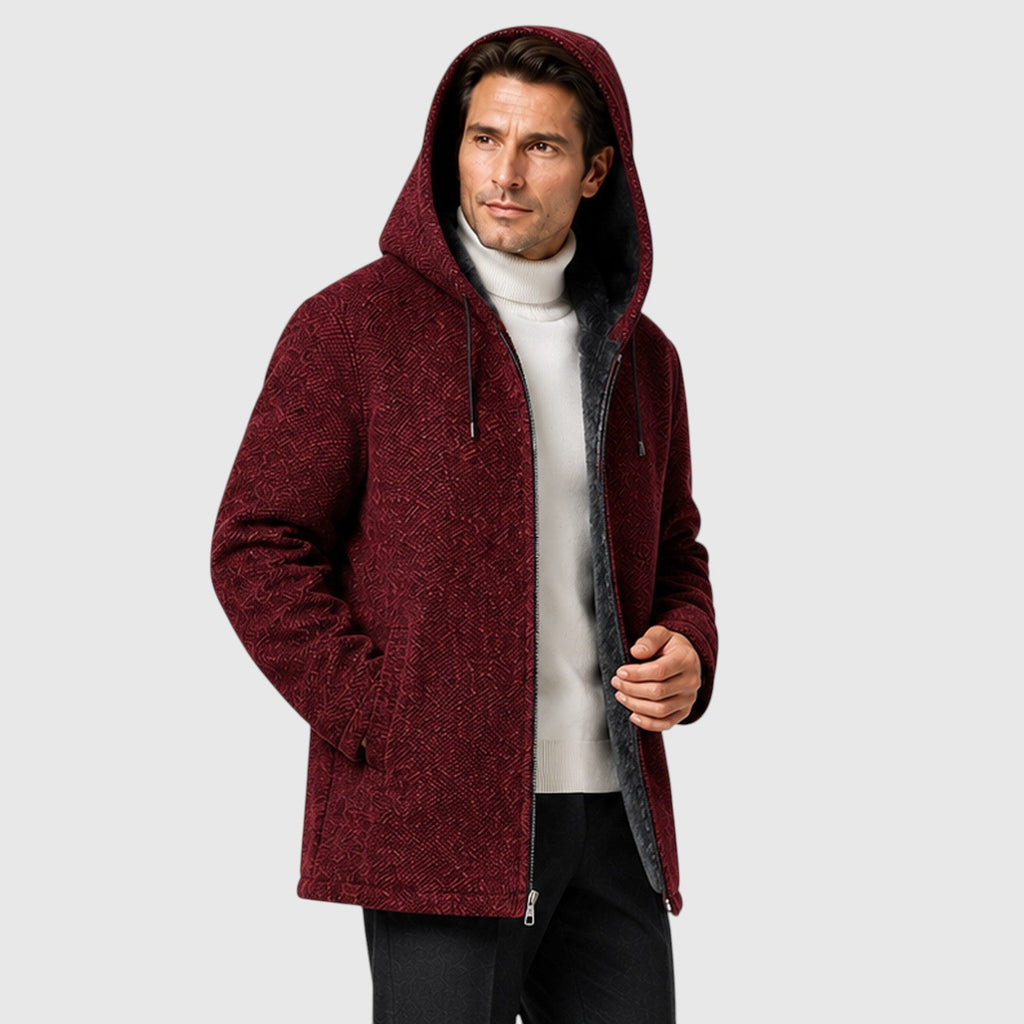 Men's fleece lined hooded zip cardigan, view 8