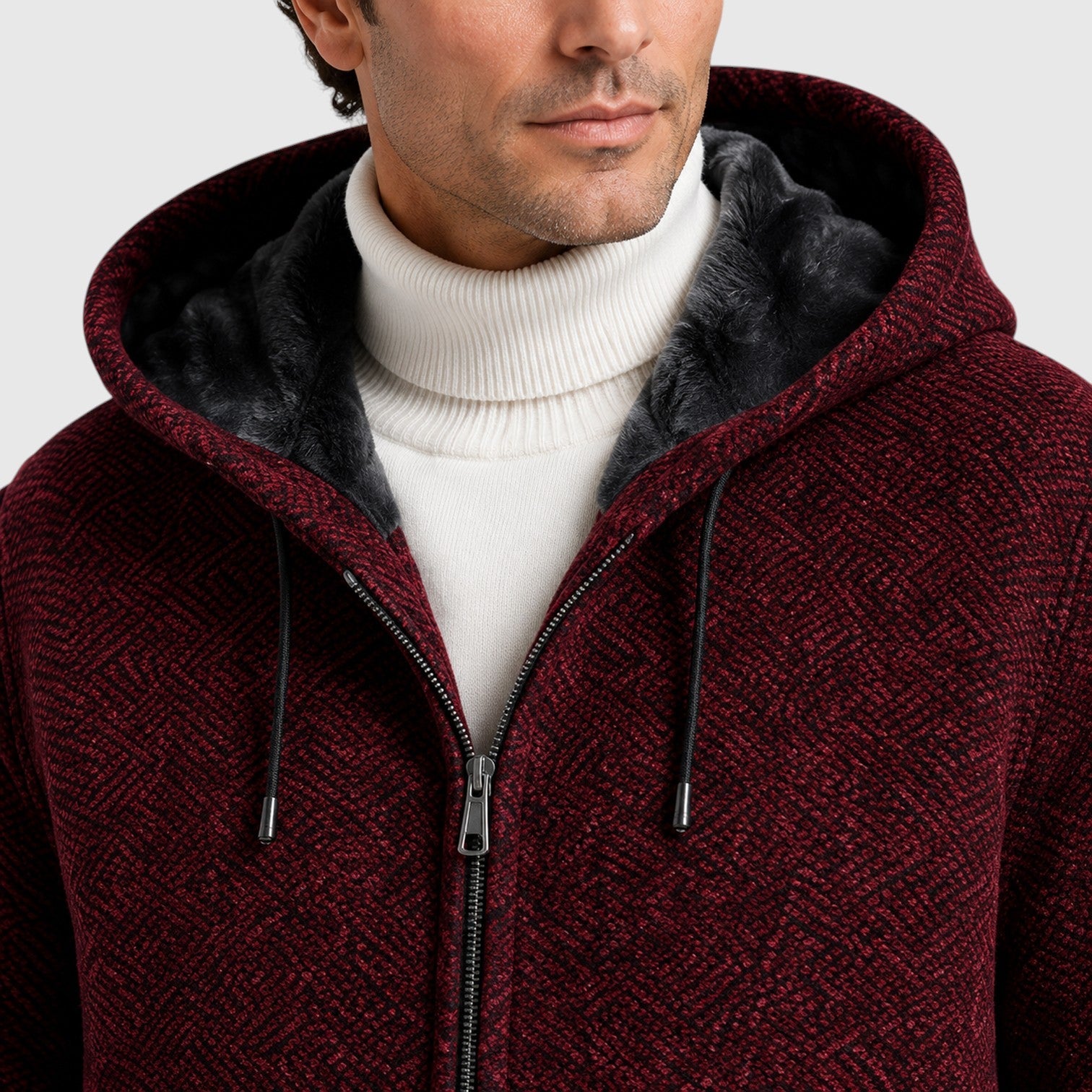 Men's fleece lined hooded zip cardigan, view 10