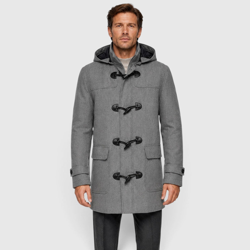 Men's hooded wool duffle coat