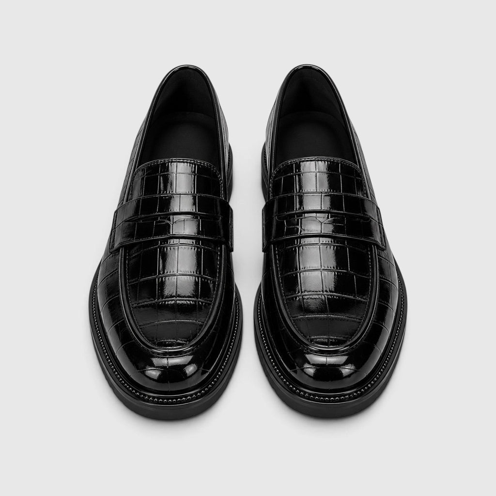 Men's platform sole leather loafers, view 6