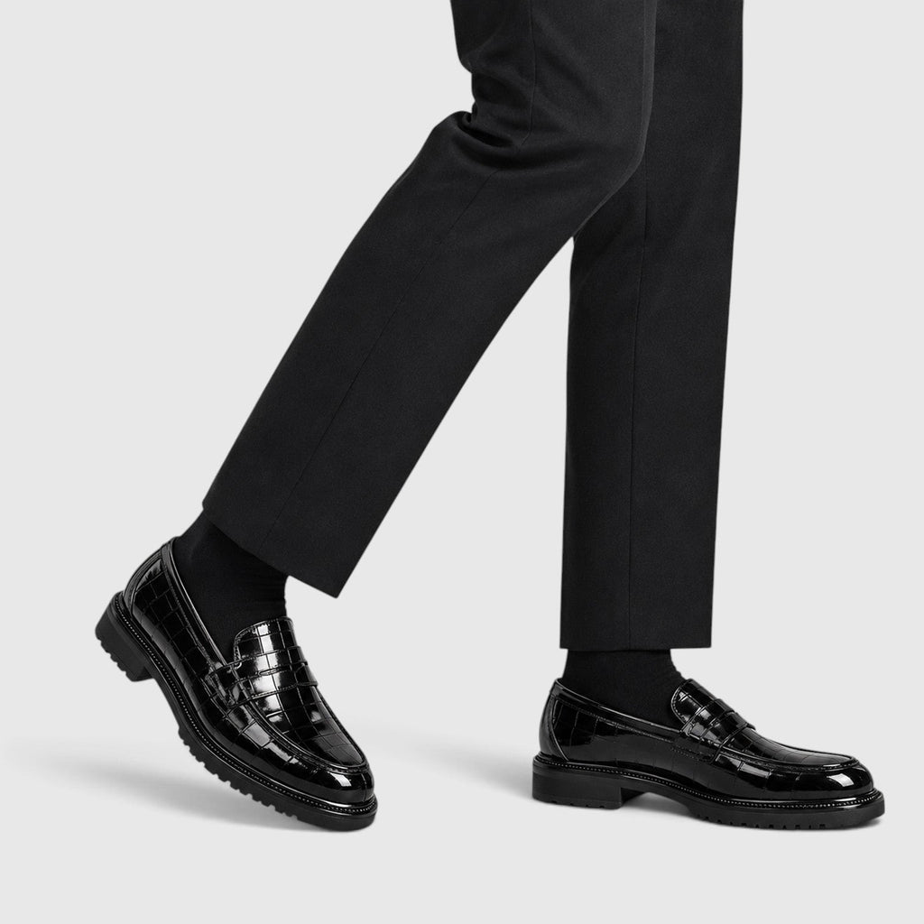 Men's platform sole leather loafers, view 7