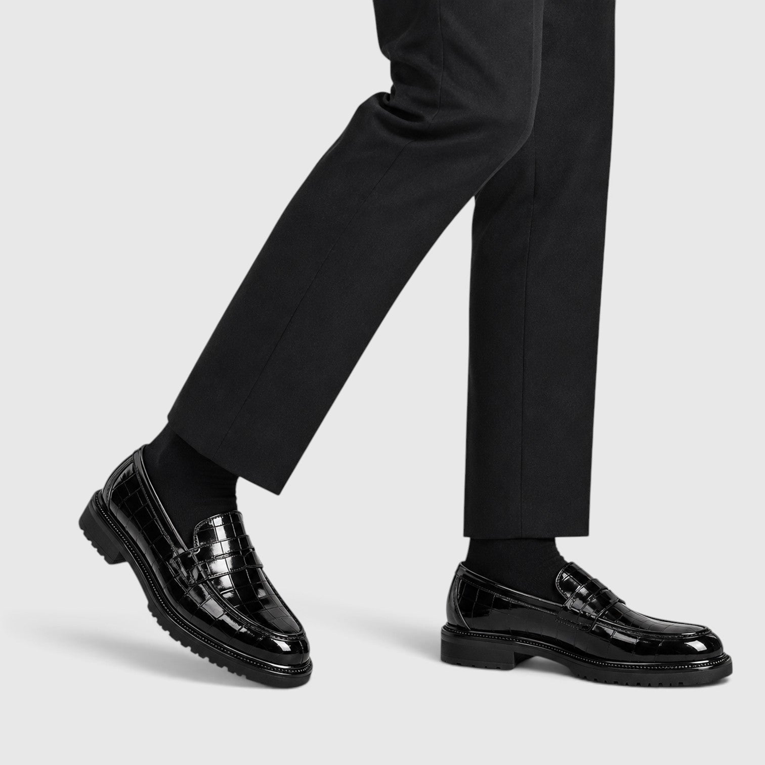 Men's platform sole leather loafers, view 7