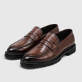 Men's platform sole leather loafers