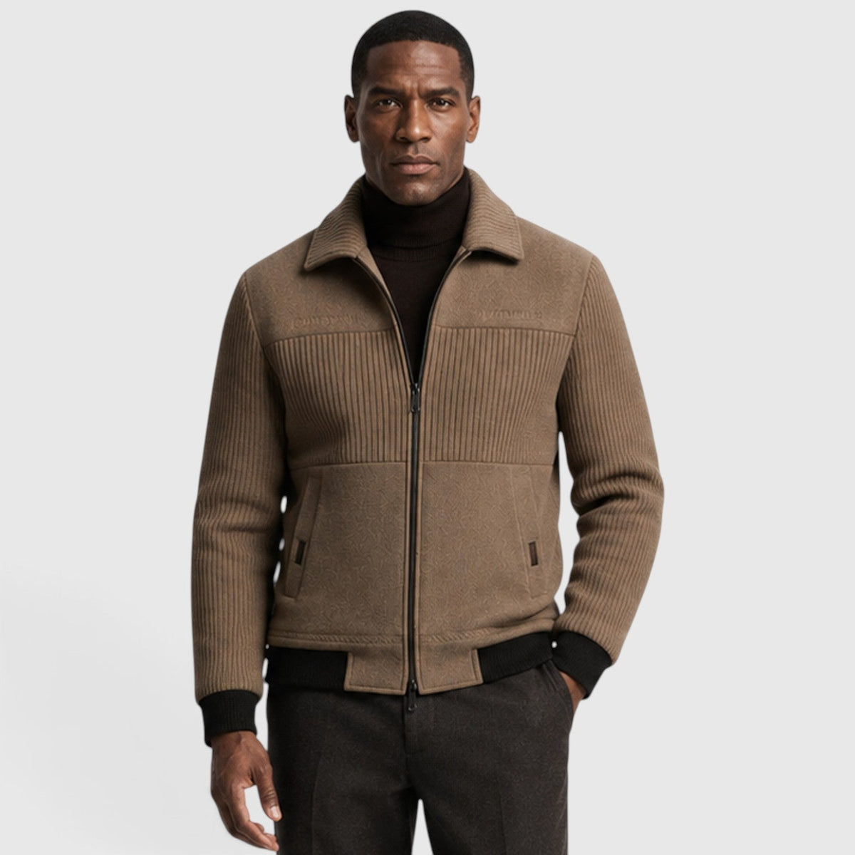 Men's ribbed fleece lined zip jacket