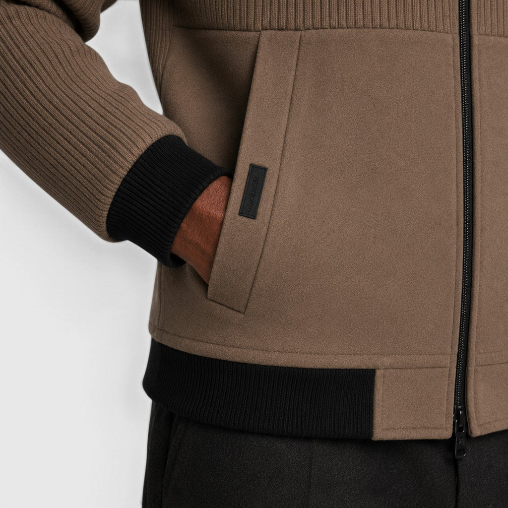 Men's ribbed fleece lined zip jacket, detail
