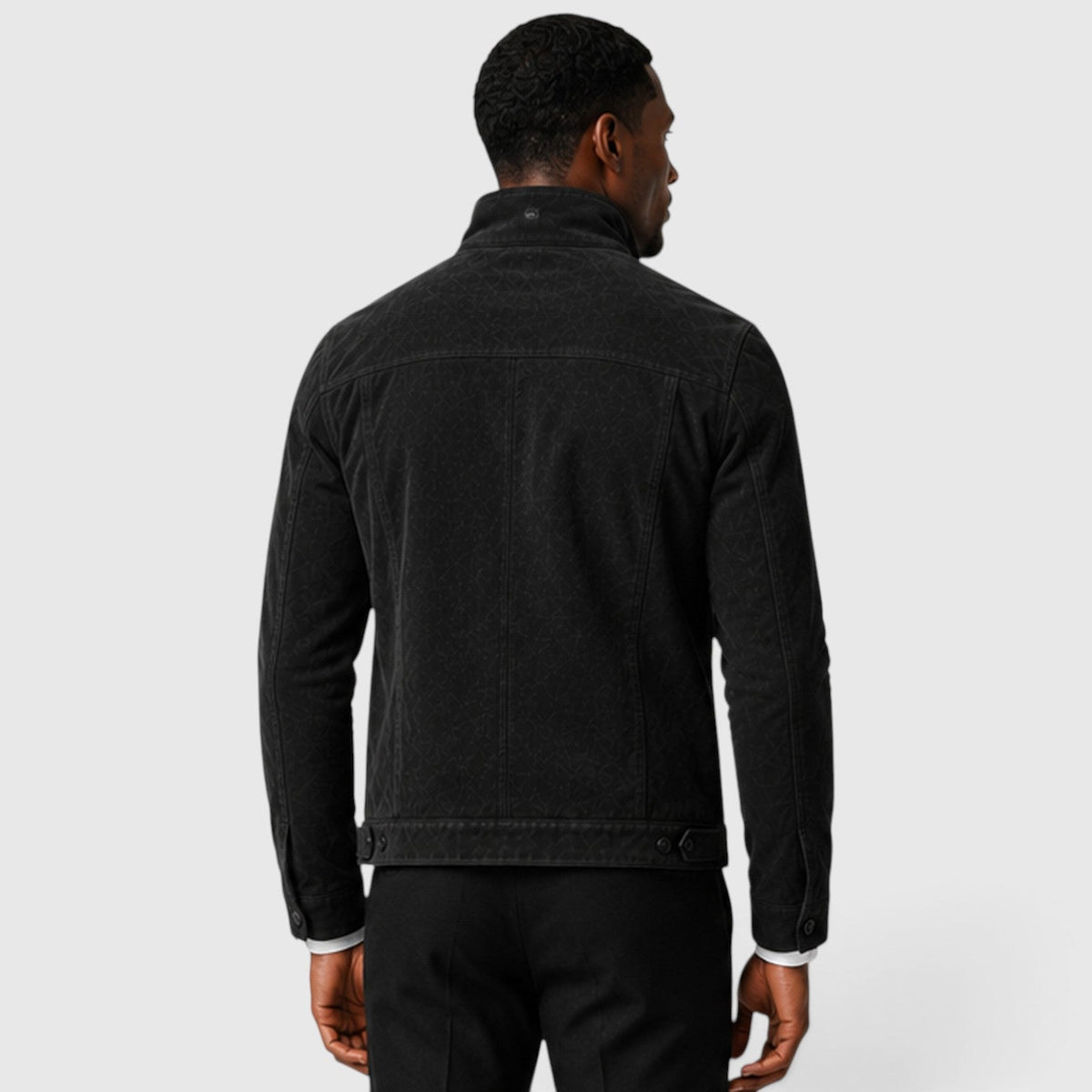 Men's button front suede overshirt jacket, view 7