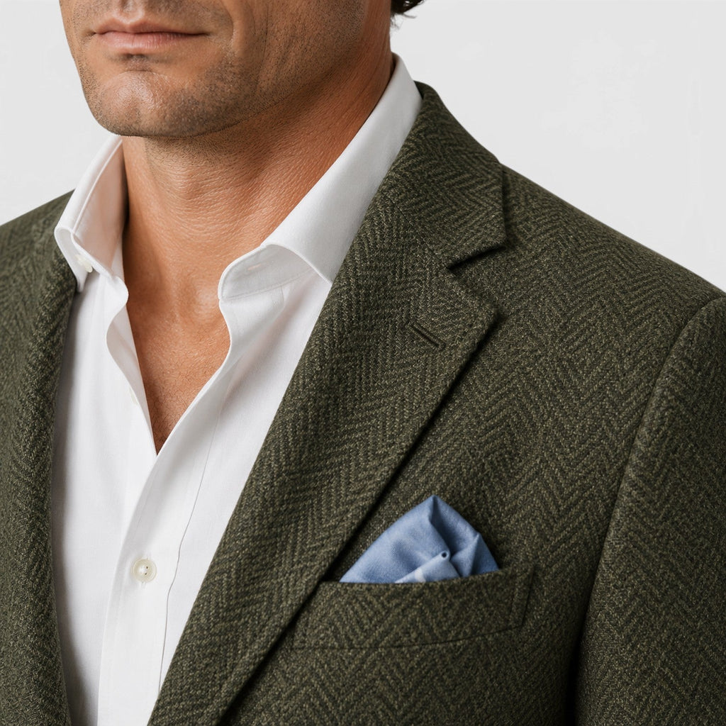Men's single breasted tailored blazer, detail