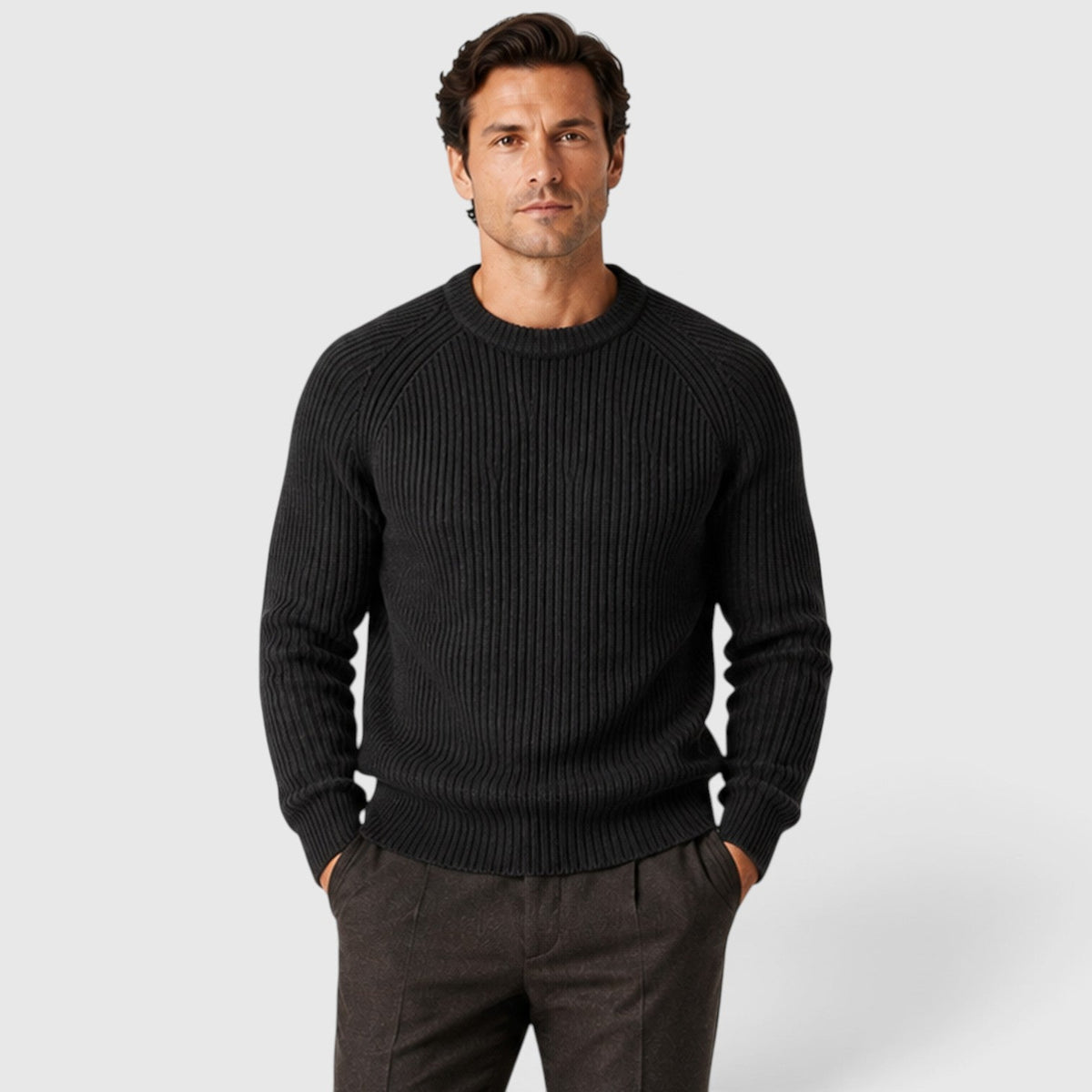 Men's heavyweight rib knit jumper, detail