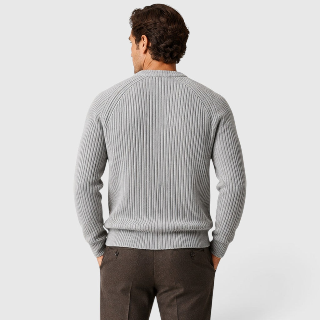 Men's heavyweight rib knit jumper, side view