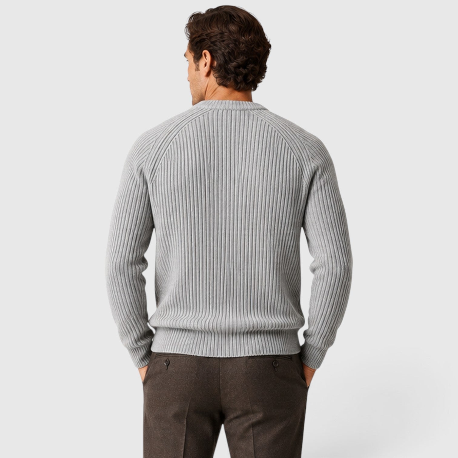 Men's heavyweight rib knit jumper, side view