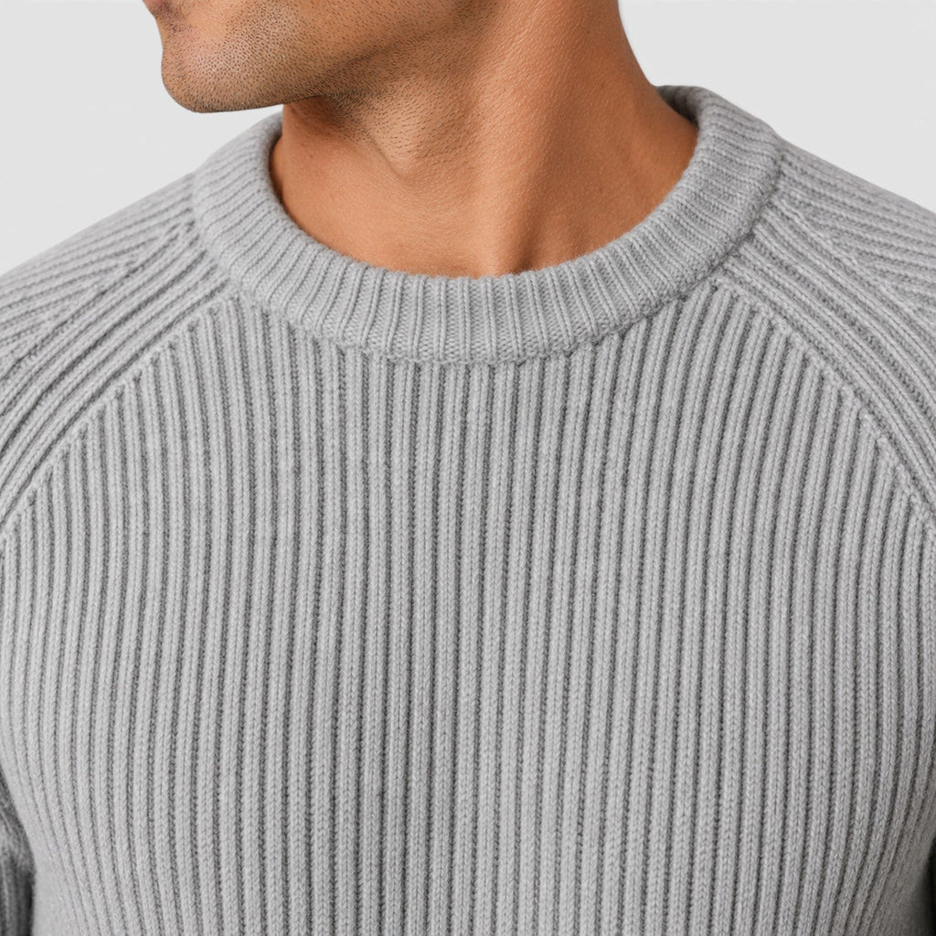 Men's heavyweight rib knit jumper, back view