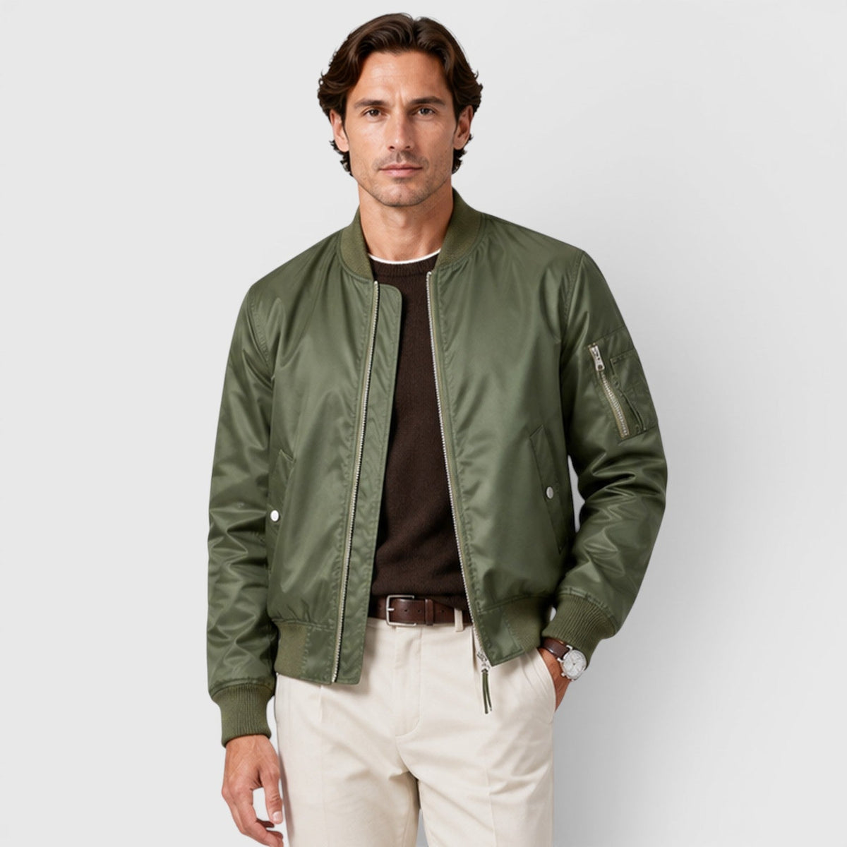Men's classic lightweight bomber jacket, detail