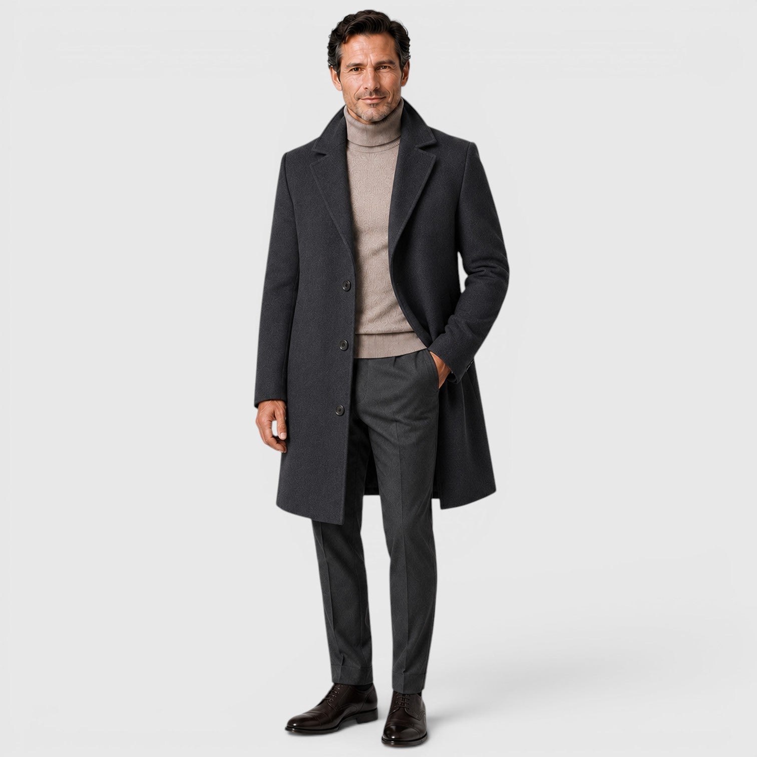 Men's classic wool blend trench coat, view 7
