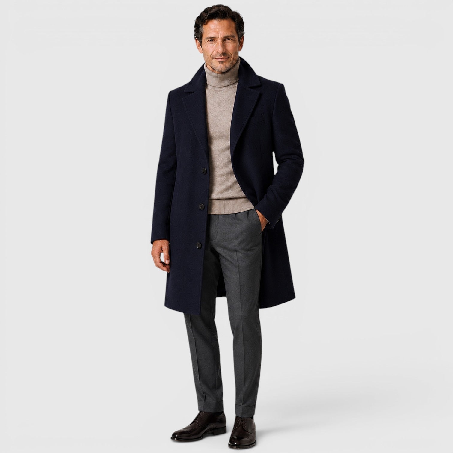 Men's classic wool blend trench coat, view 9