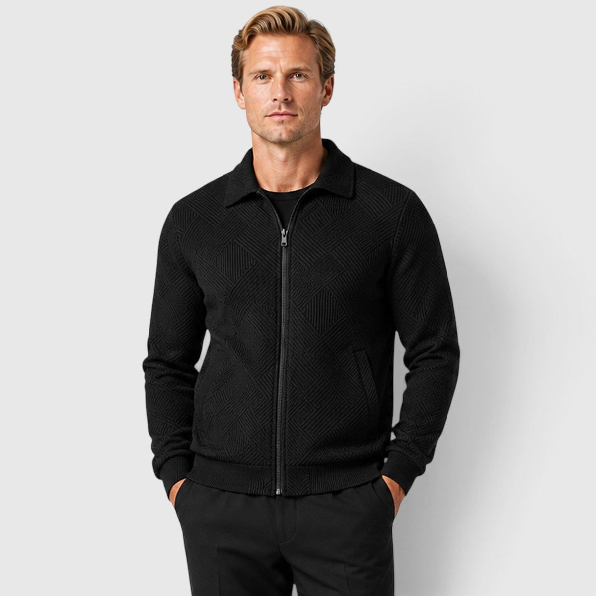 Men's textured full zip jacket, view 7