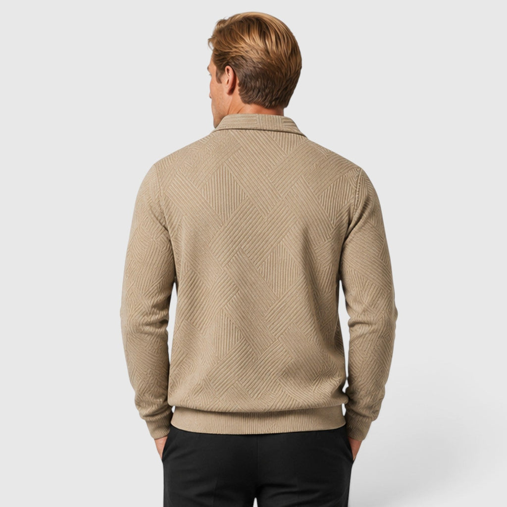 Men's textured full zip jacket, side view