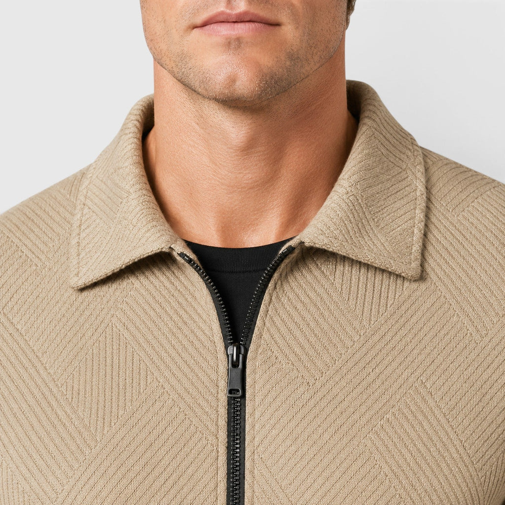 Men's textured full zip jacket, back view
