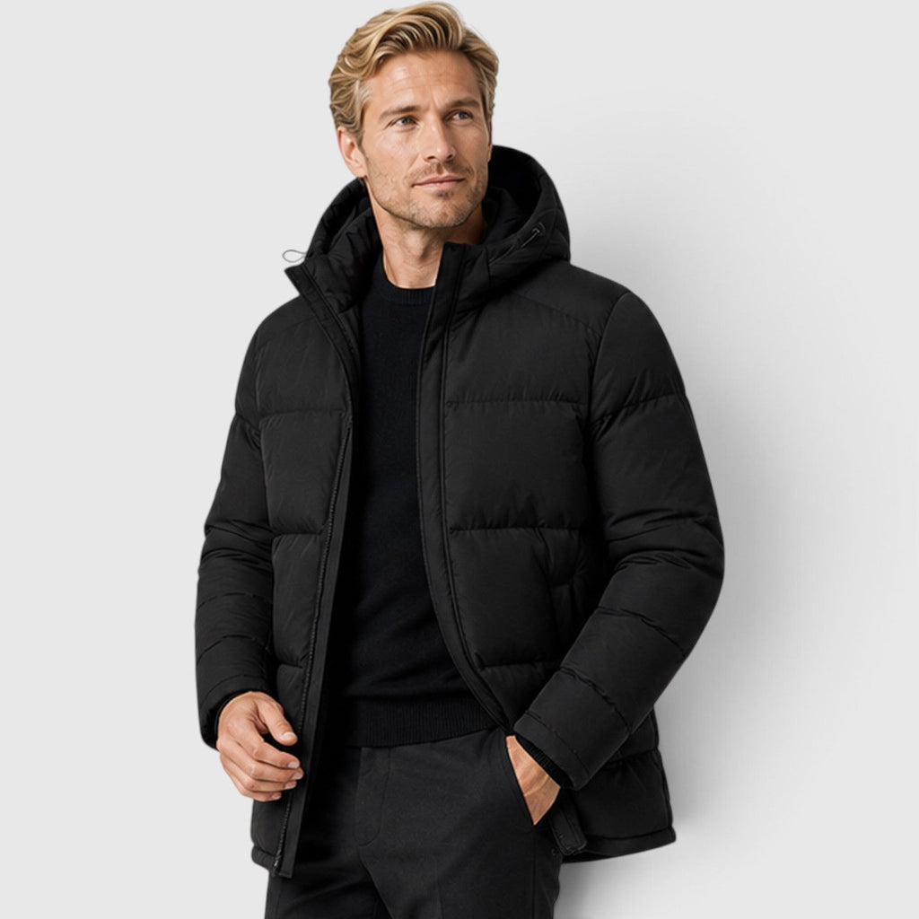 Men's quilted hooded puffer jacket, view 5