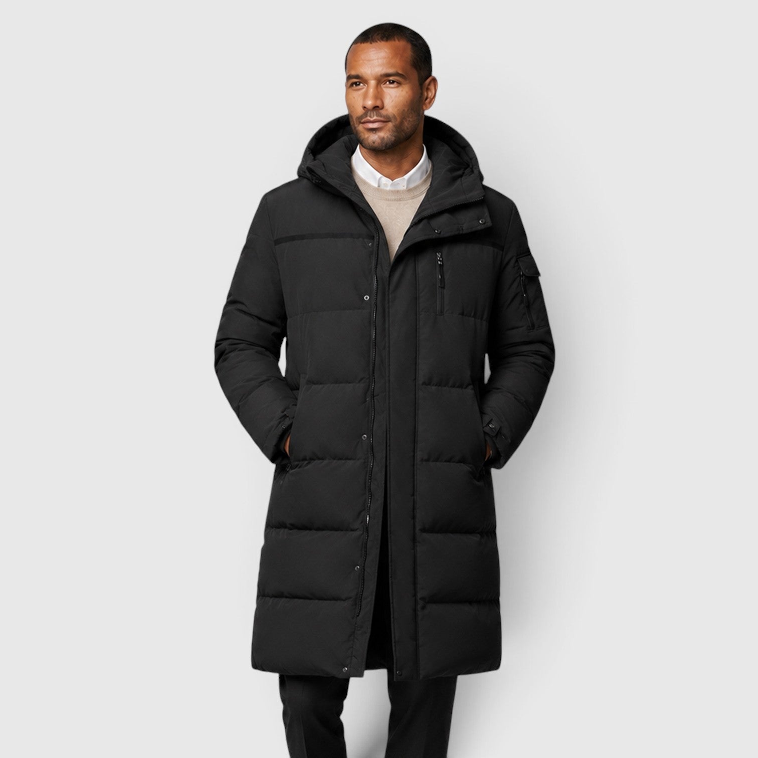 Men's long duck down puffer coat