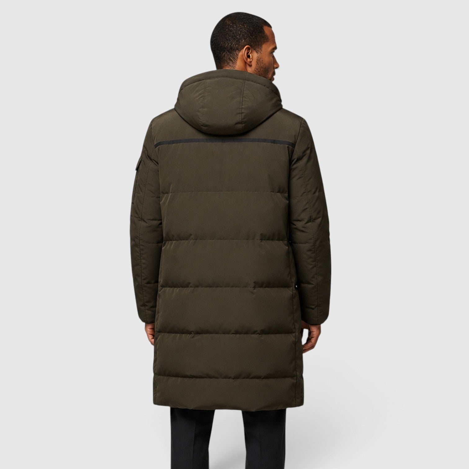 Men's long duck down puffer coat, view 7