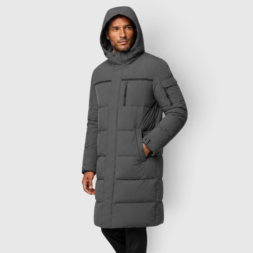 Men's long duck down puffer coat, view 10