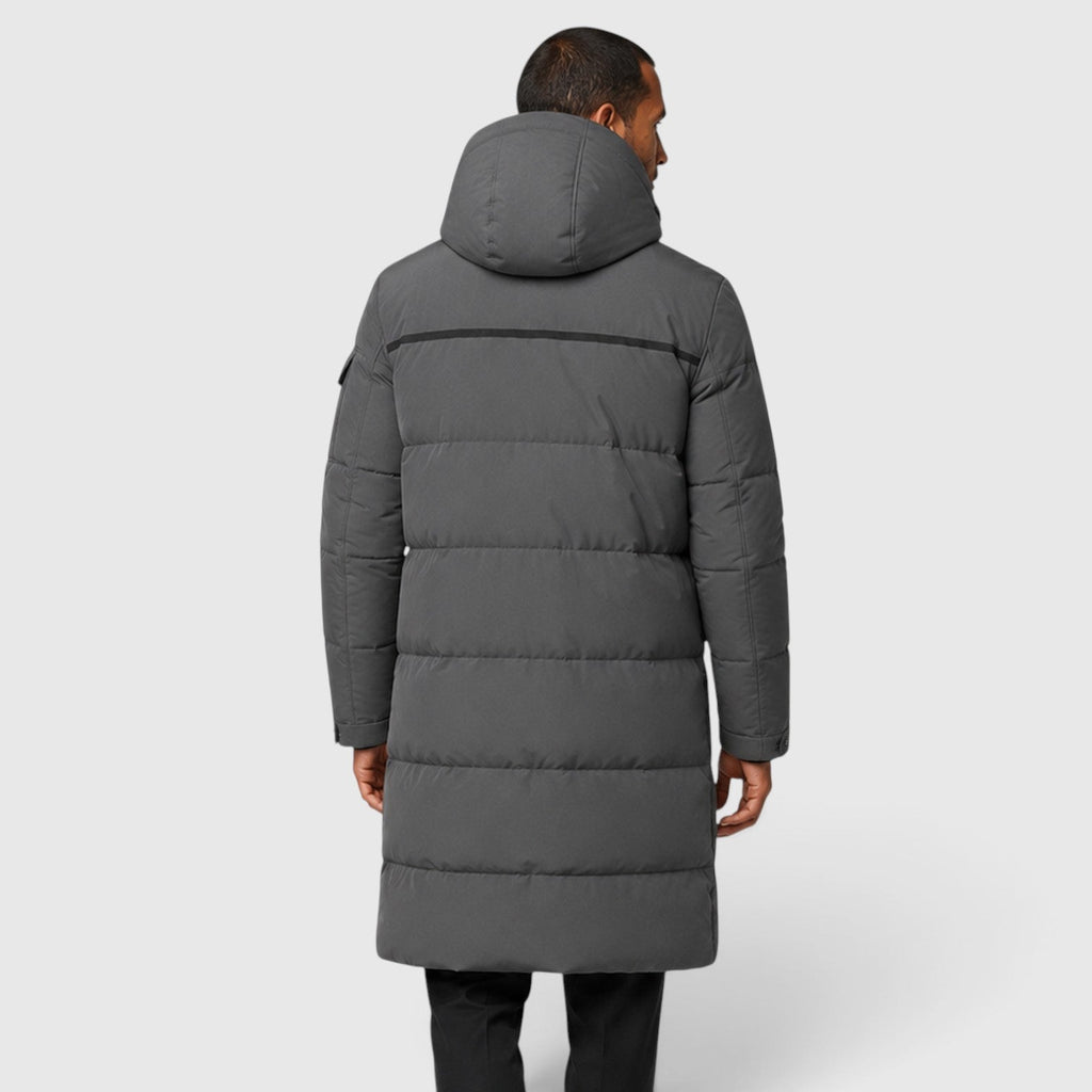 Men's long duck down puffer coat, view 11