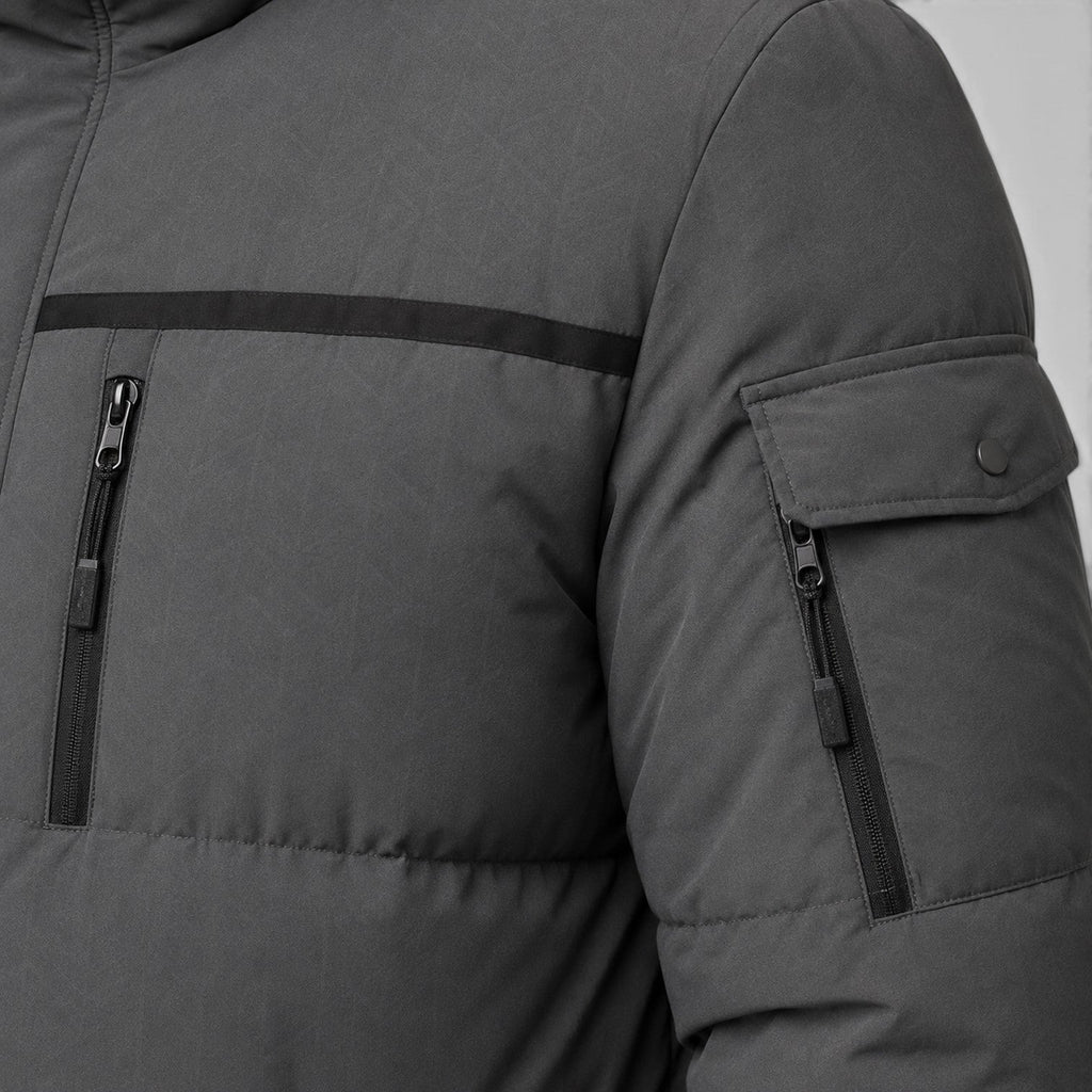 Men's long duck down puffer coat, view 12