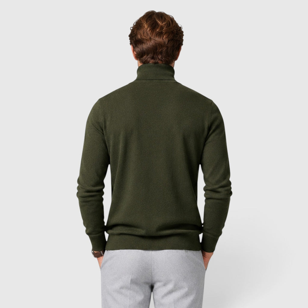 Men's loose fit wool blend roll neck jumper, view 6