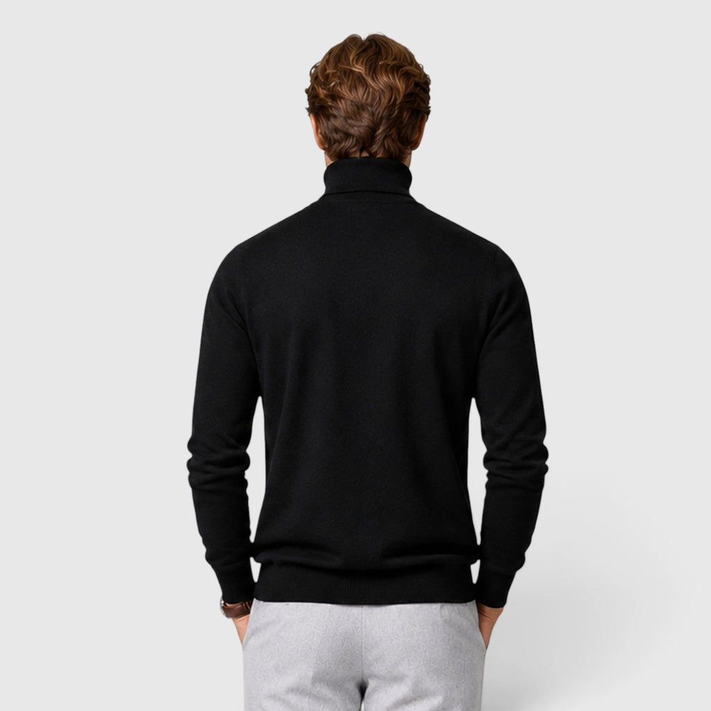 Men's loose fit wool blend roll neck jumper, detail