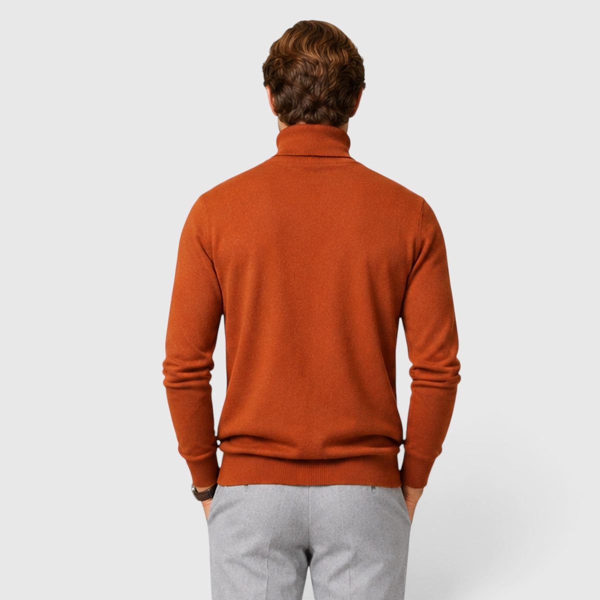 Men's loose fit wool blend roll neck jumper, view 11