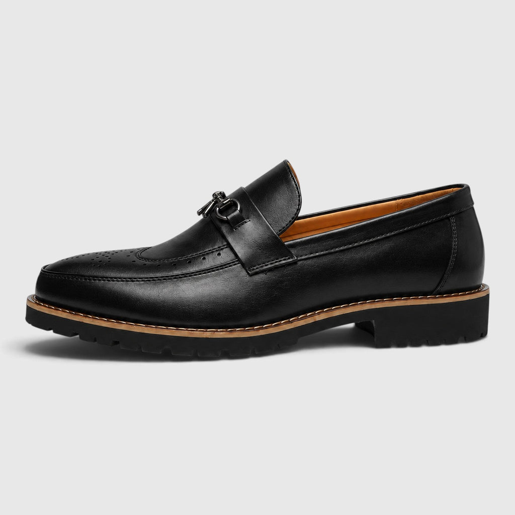 Men's pointed toe leather derby shoes, back view