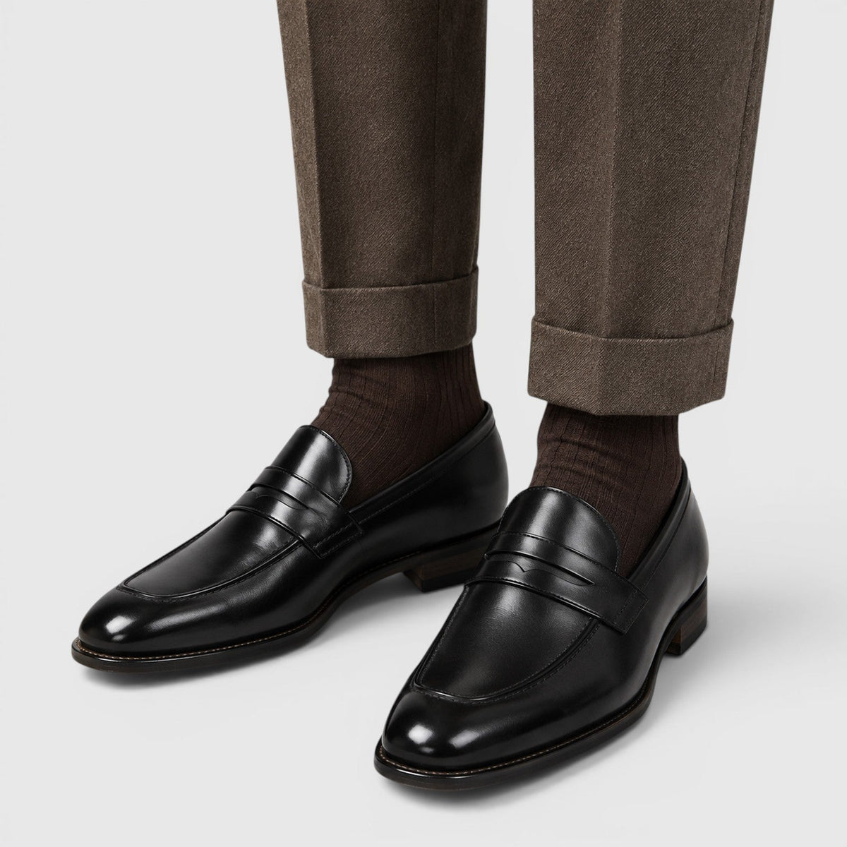 Men's square toe leather loafers, view 7