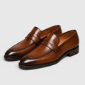 Men's square toe leather loafers