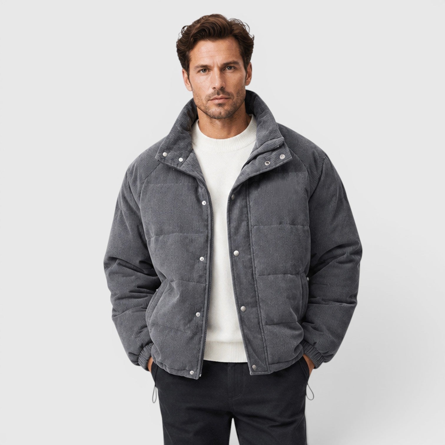 Men's lightweight padded puffer jacket, detail