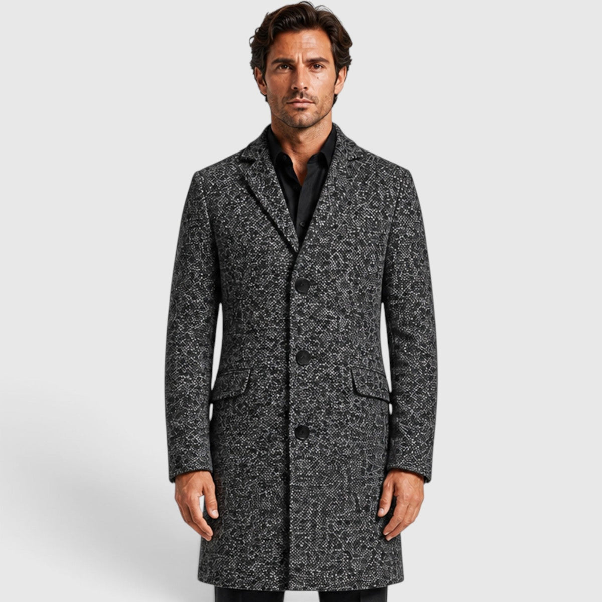 Men's tailored single breasted wool coat, view 5