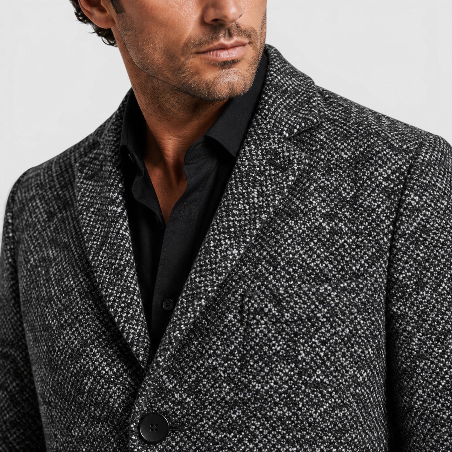 Men's tailored single breasted wool coat, view 8