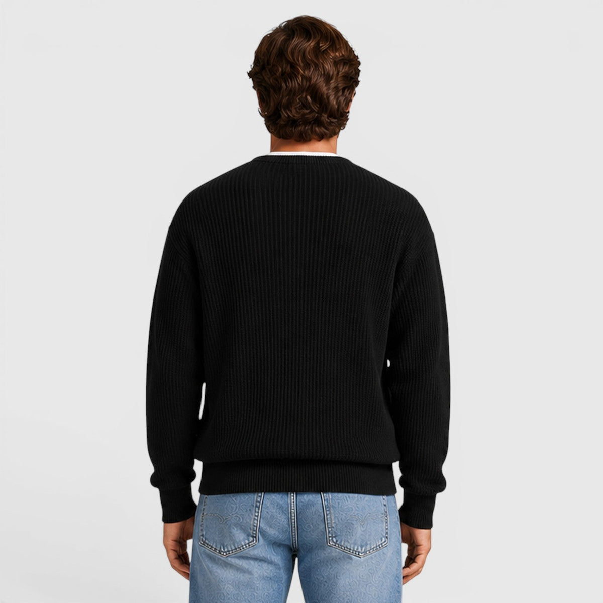 Men's funnel neck zip knit cardigan, view 13