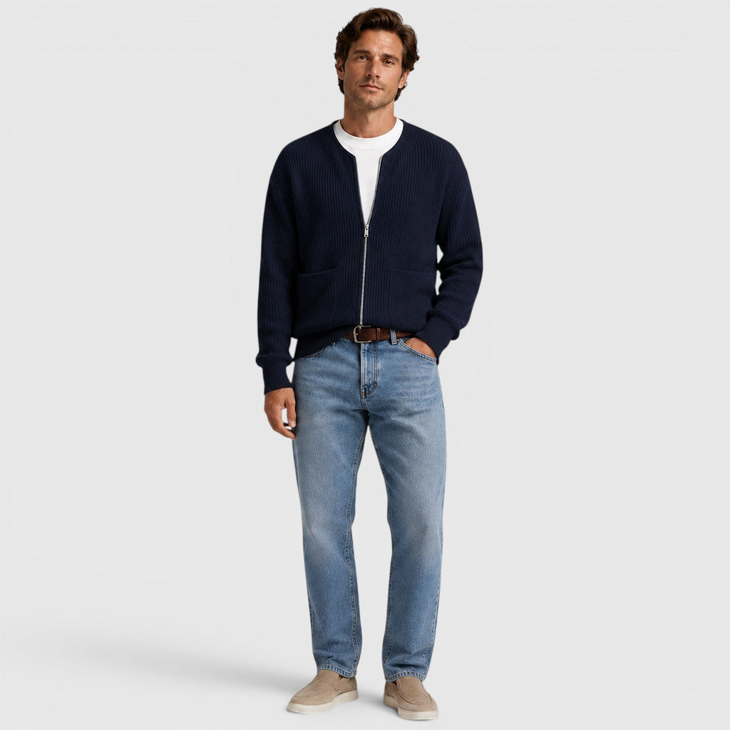 Men's funnel neck zip knit cardigan, view 11