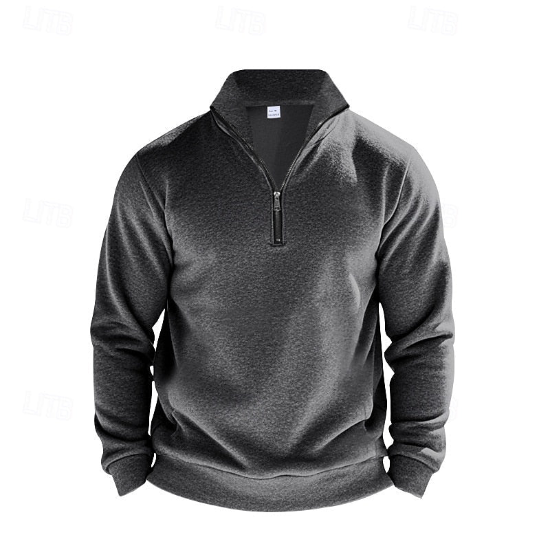 Men's refined quarter zip sweatshirt, side view